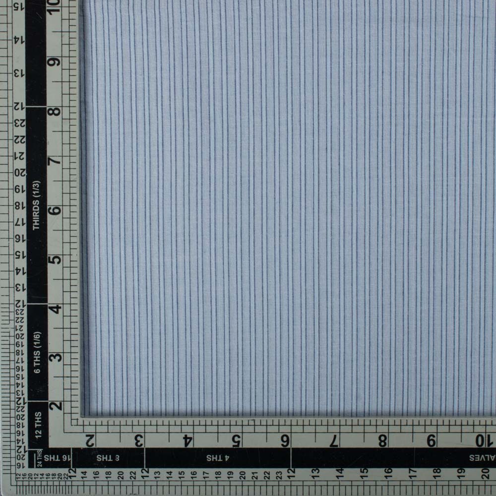 Stripe Grey and Blue Pure Cotton 65 GSM Handwoven Fabric