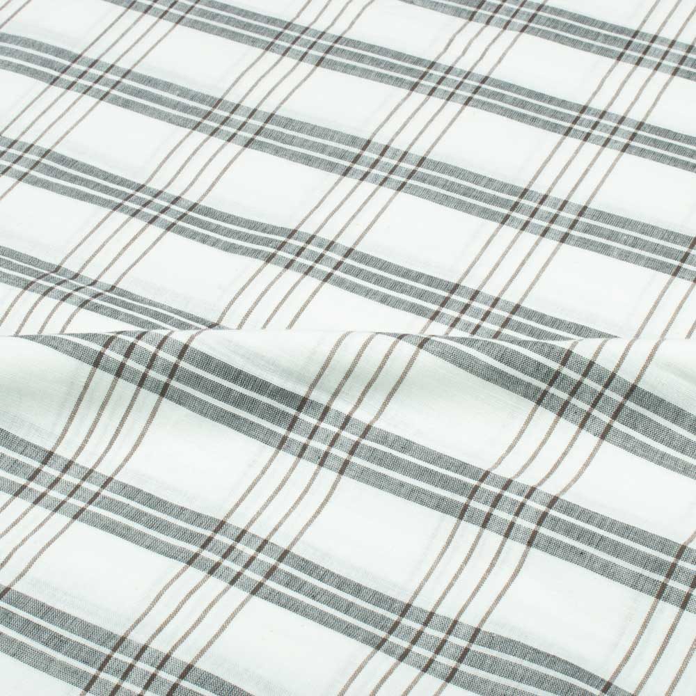 Check White Blue and Black Pure Cotton 105 GSM Handwoven Fabric