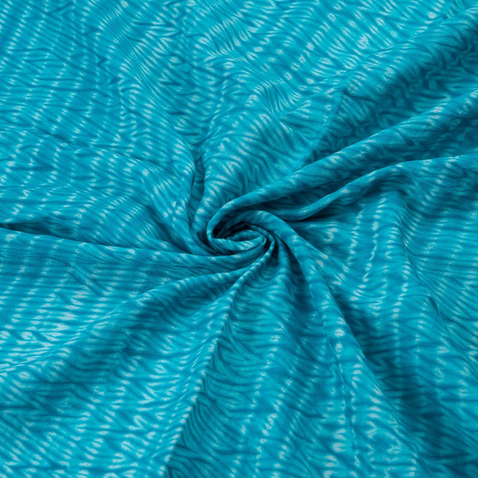 Abstract Ocean Blue Shibori 69 GSM Mercerised Cotton Fabric