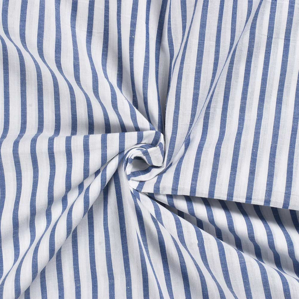 Stripe Blue & White Cotton 90 GSM Handwoven Fabric