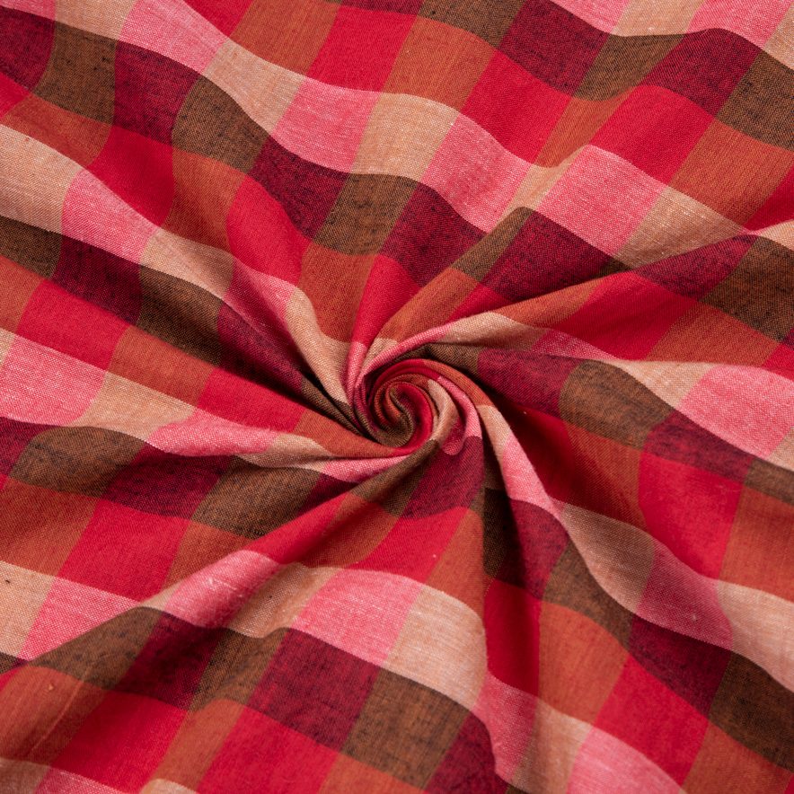 Check Multicolor Pure Cotton 76 GSM Handwoven Fabric