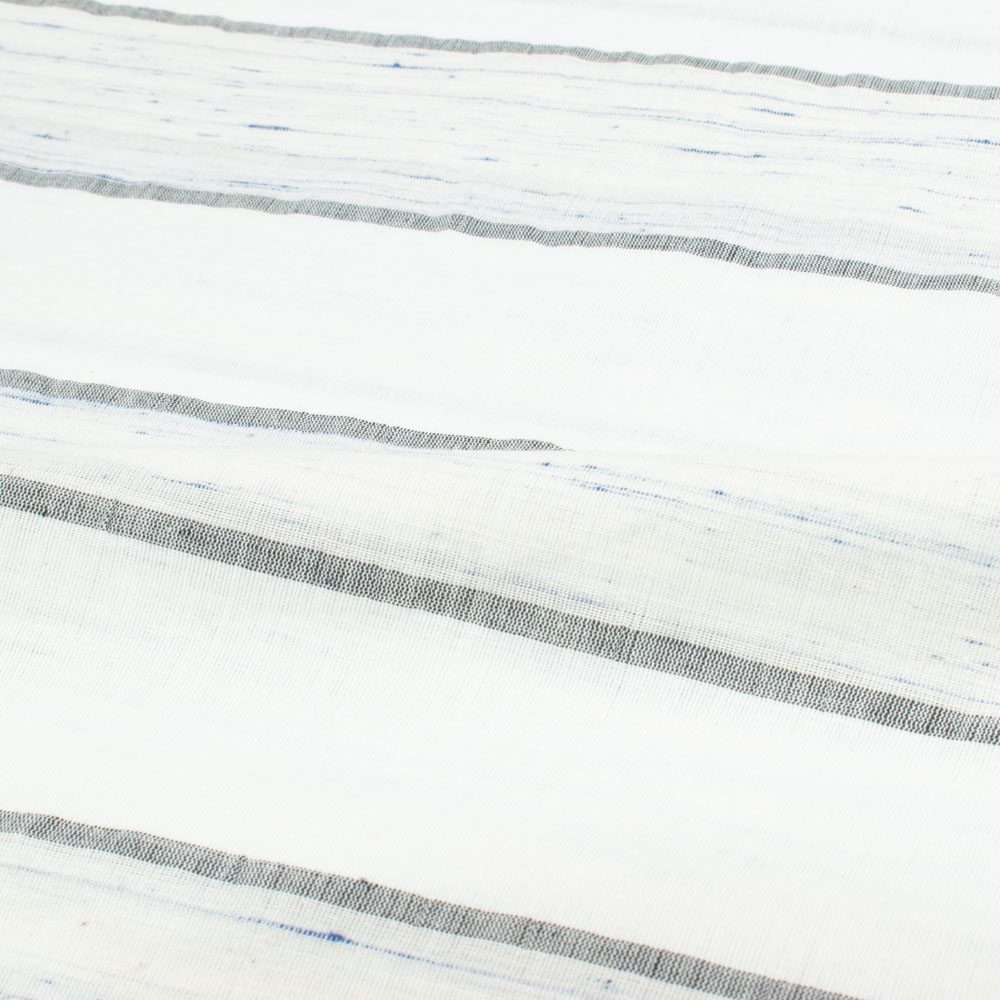 Stripe White Black Futki Linen Cotton 120 GSM Handwoven Fabric