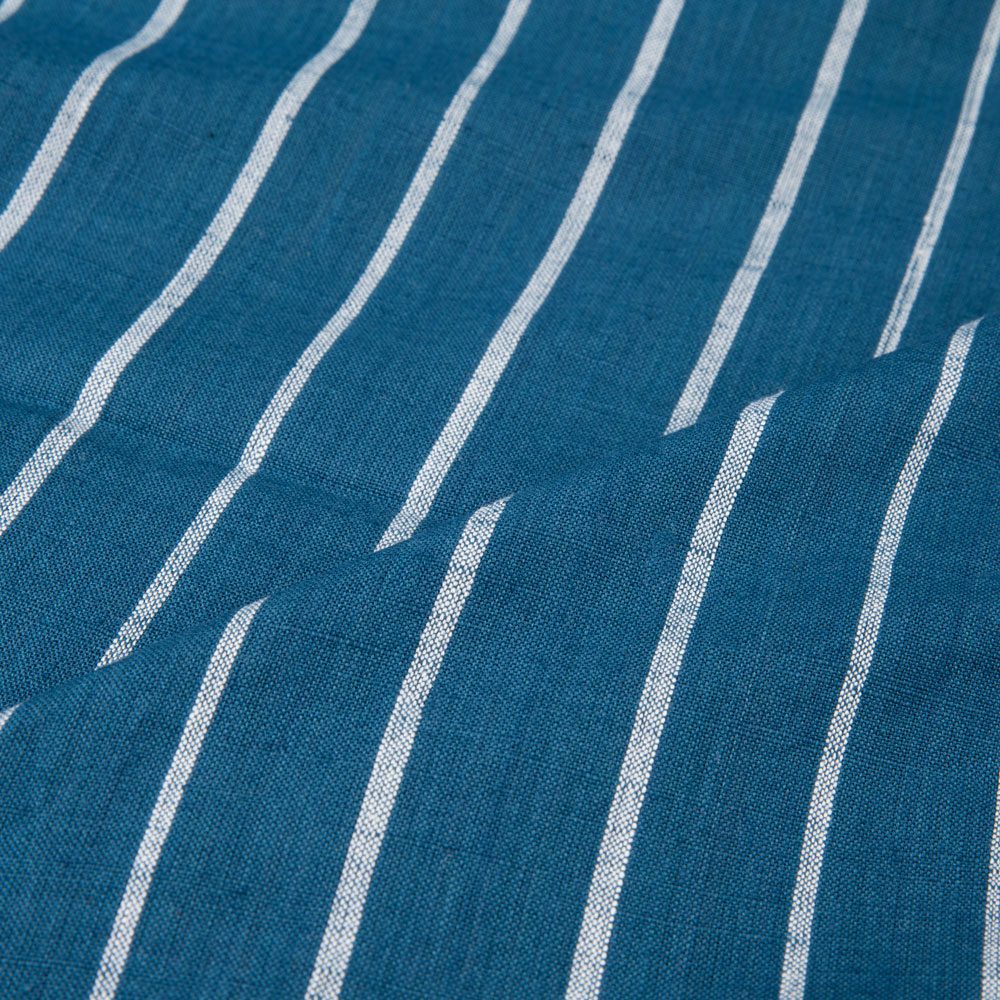 STRIPE BLUE PURE COTTON 109 GSM HANDWOVEN FABRIC