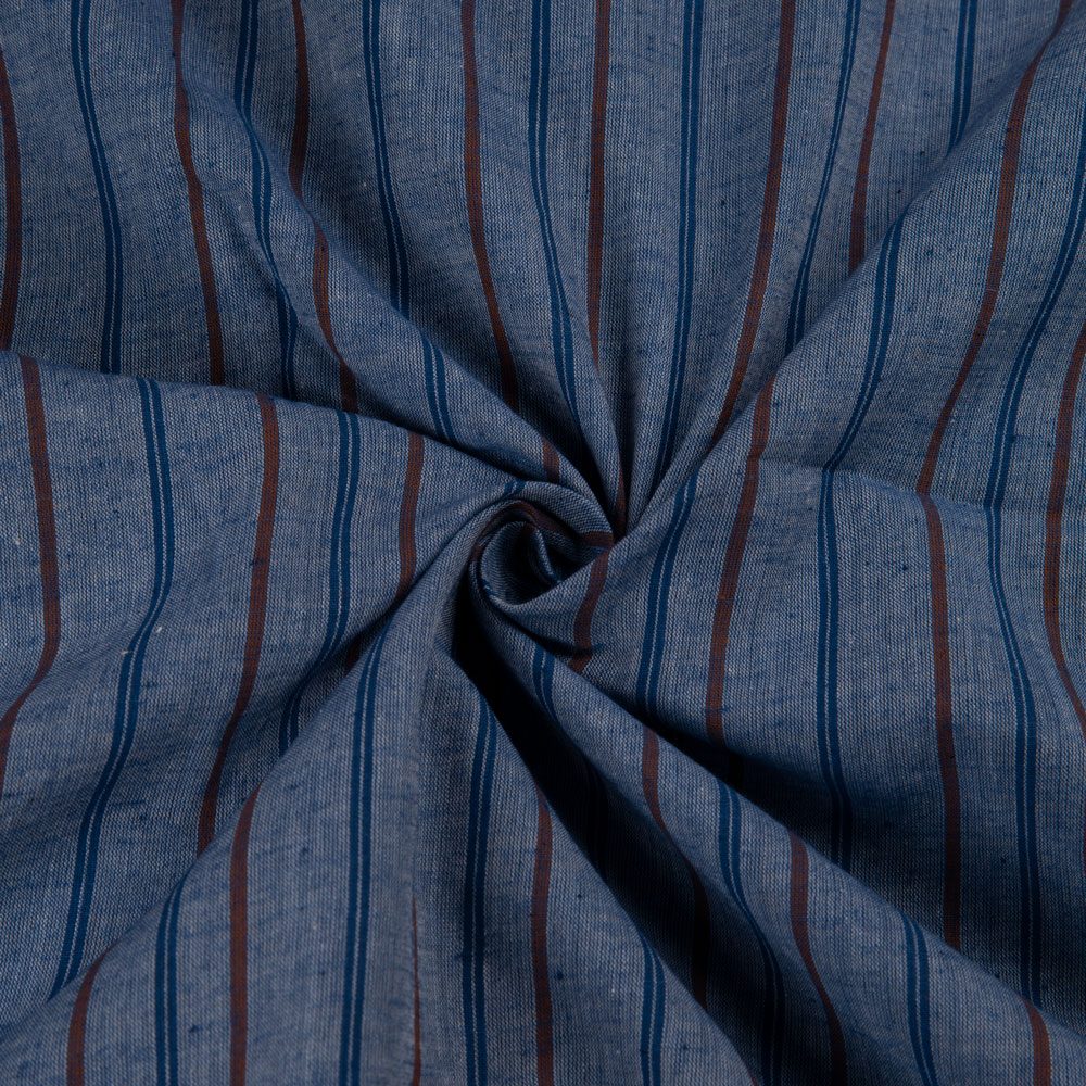Stripe Blue Pure Cotton 65 GSM Handwoven Fabric 208