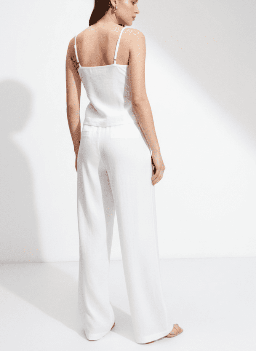 Buttoned Spaghetti Sleeves Top & Pleated Pants Co-ord Set