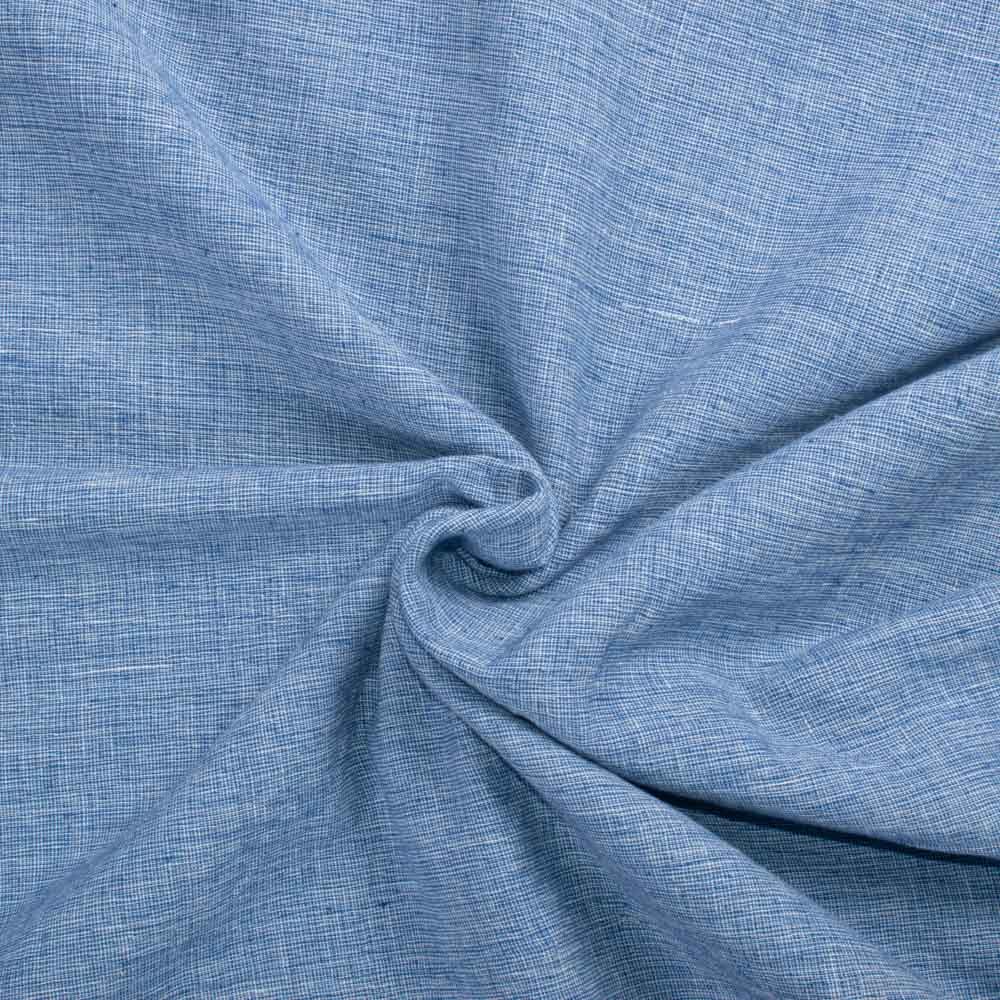 Chambray Blue Pure Cotton 115 GSM Handwoven Fabric