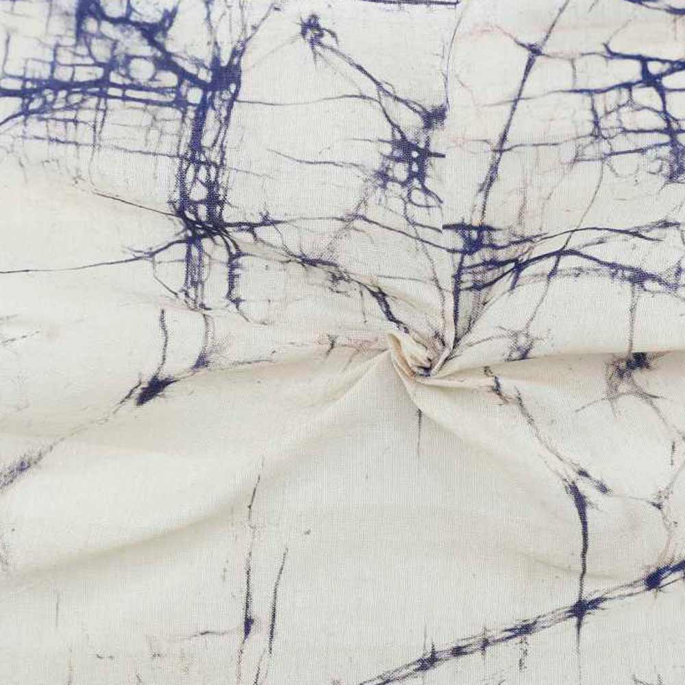 Abstract White Batik Cotton Mulberry Silk Blend 40 GSM Fabric