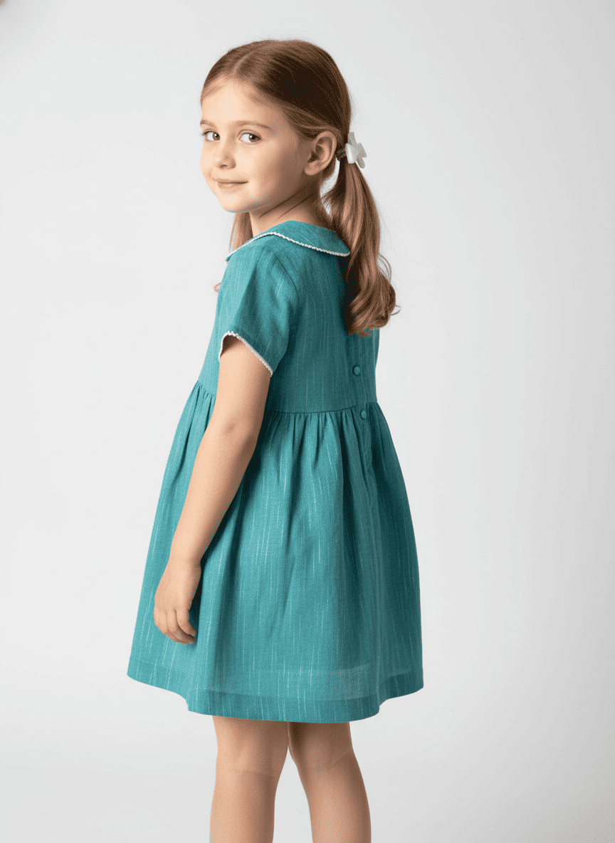 Flat Collar Buttoned Dress