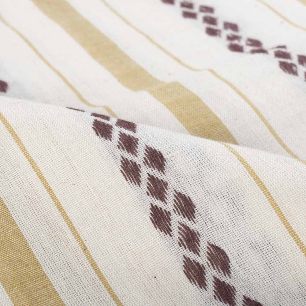 Stripe Cream Rhombus Extra Warp 100 GSM Pure Cotton Jacquard Fabric