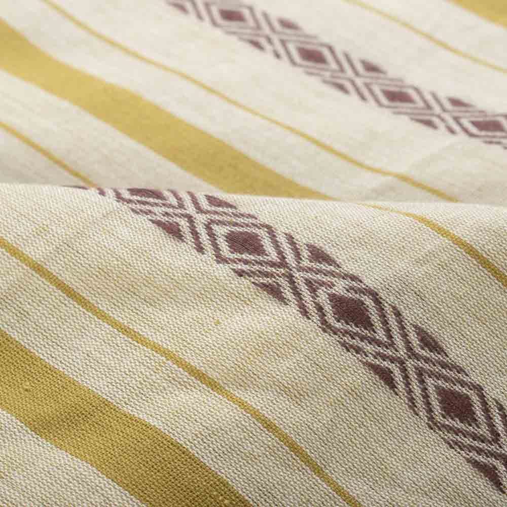 Stripe Yellow Diamond Lattice Extra Warp 100 GSM Pure Cotton Jacquard Fabric