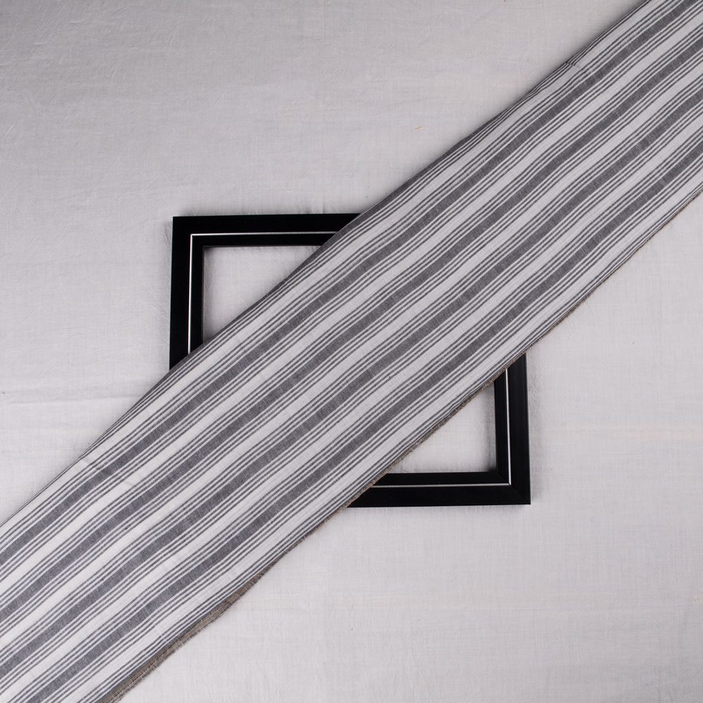 Stripe Black & White Pure Cotton 87 GSM Handwoven Fabric
