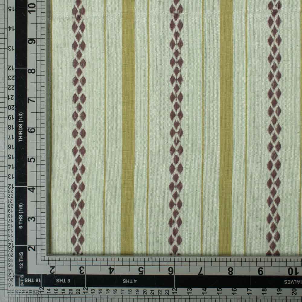 Stripe Green Rhombus Extra Warp 100 GSM Pure Cotton Jacquard Fabric