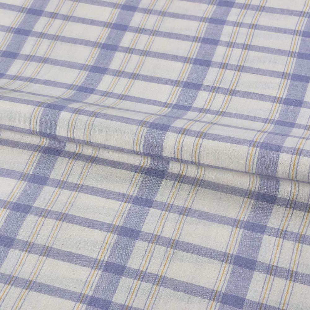 Check Blue & White Pure Cotton 90 GSM Handwoven Fabric