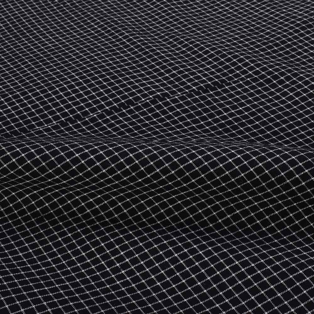CHECK BLACK PURE COTTON 95 GSM HANDWOVEN FABRIC
