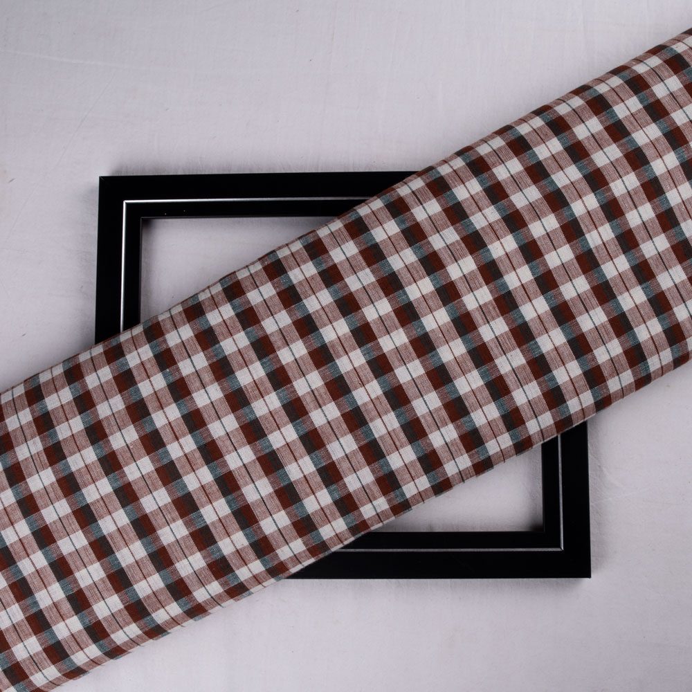 Check Multicolor Pure Cotton 98 GSM Handwoven Fabric 230