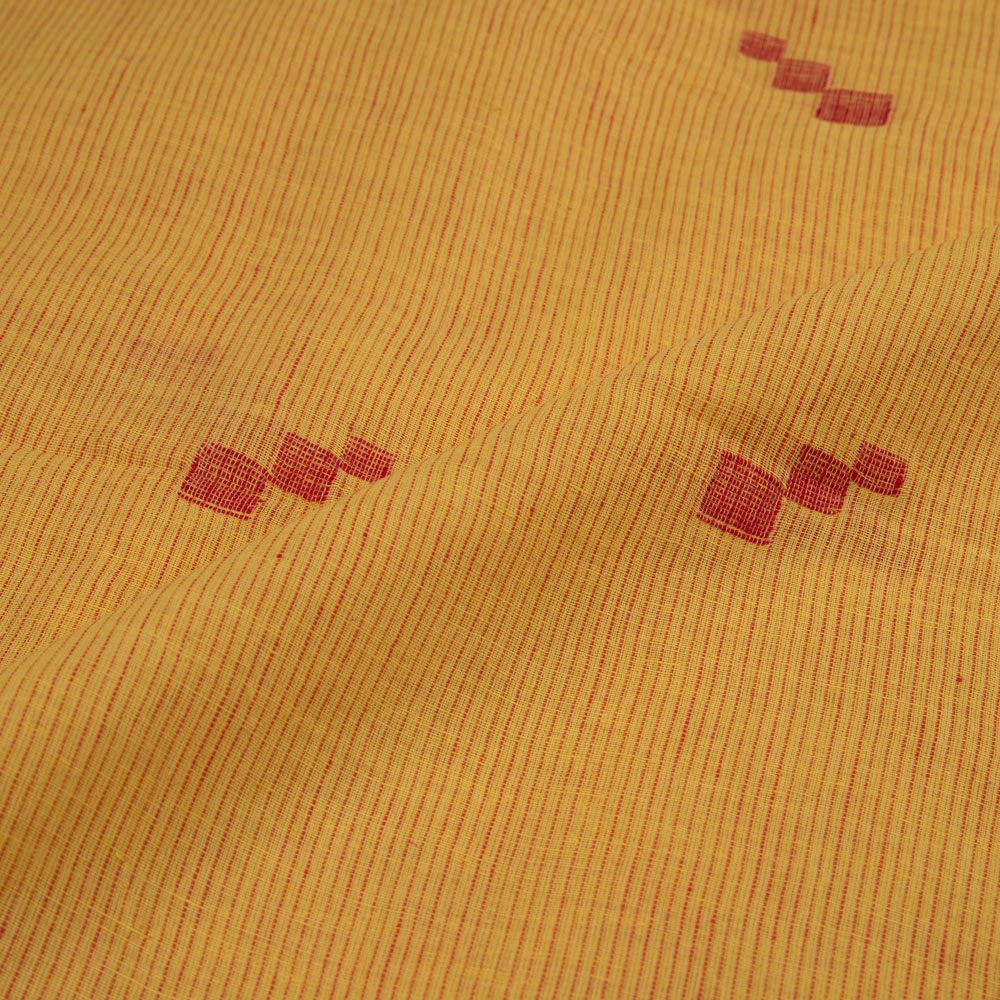 GEOMETRIC STRIPE YELLOW JAMDANI PURE COTTON 55 GSM HANDWOVEN FABRIC
