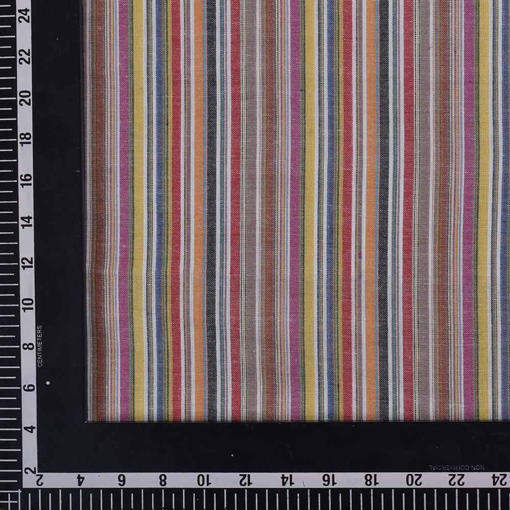 Stripe Multicolor Pure Cotton 85 GSM Handwoven Fabric 230