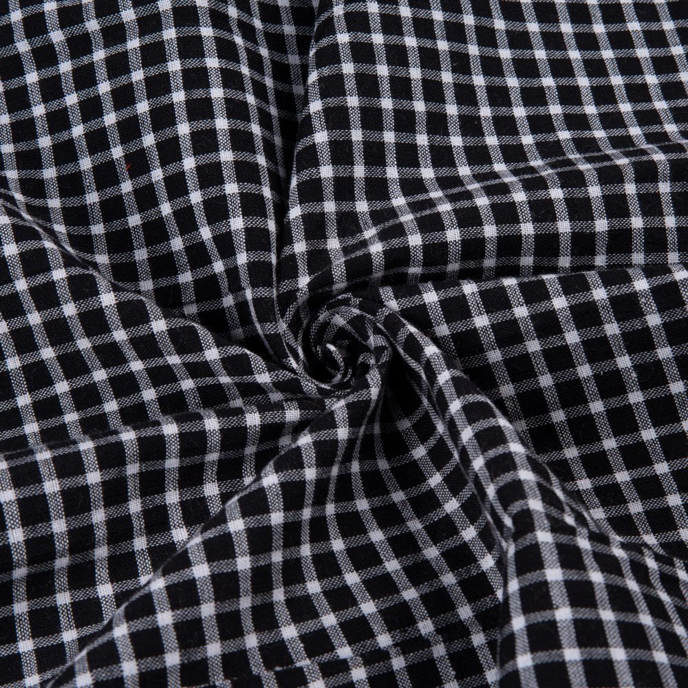 Check Black & White Pure Cotton 106 GSM Handwoven Fabric