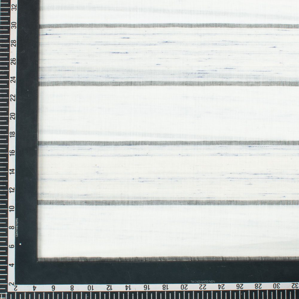 Stripe White Black Futki Linen Cotton 120 GSM Handwoven Fabric