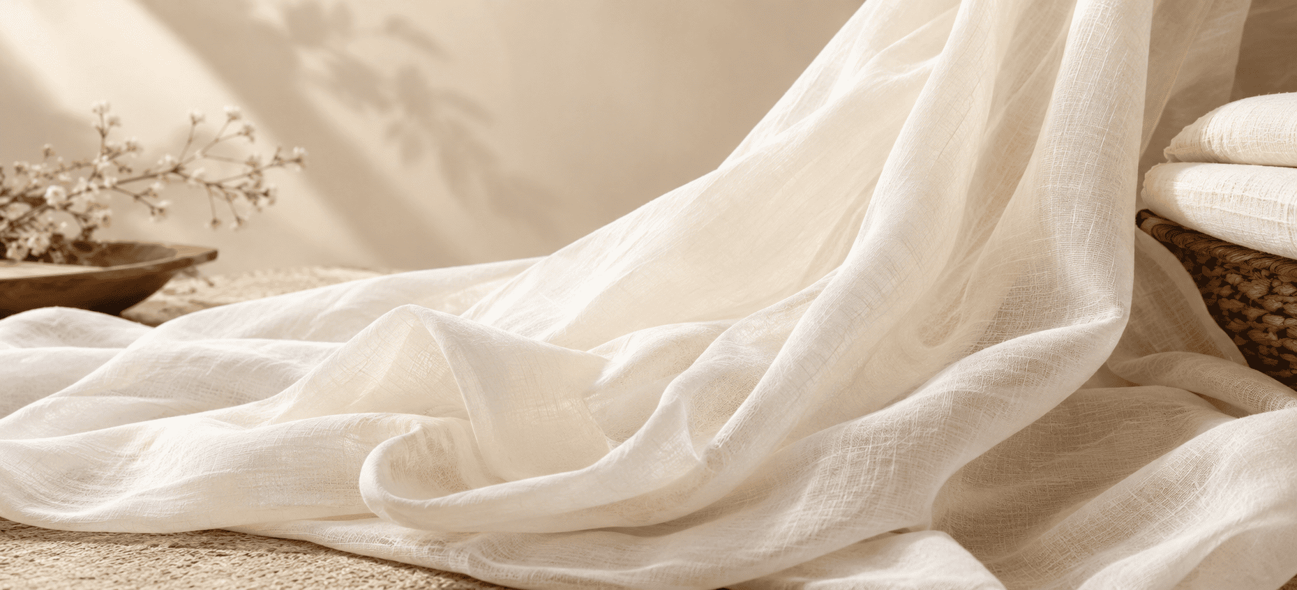 Muslin fabric and mulmul cotton with a soft lightweight weave