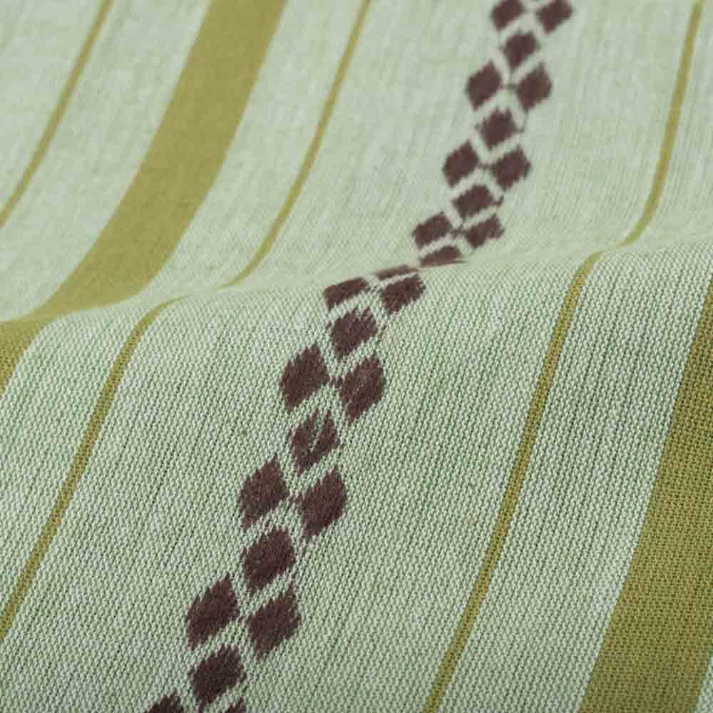 Stripe Green Rhombus Extra Warp 100 GSM Pure Cotton Jacquard Fabric