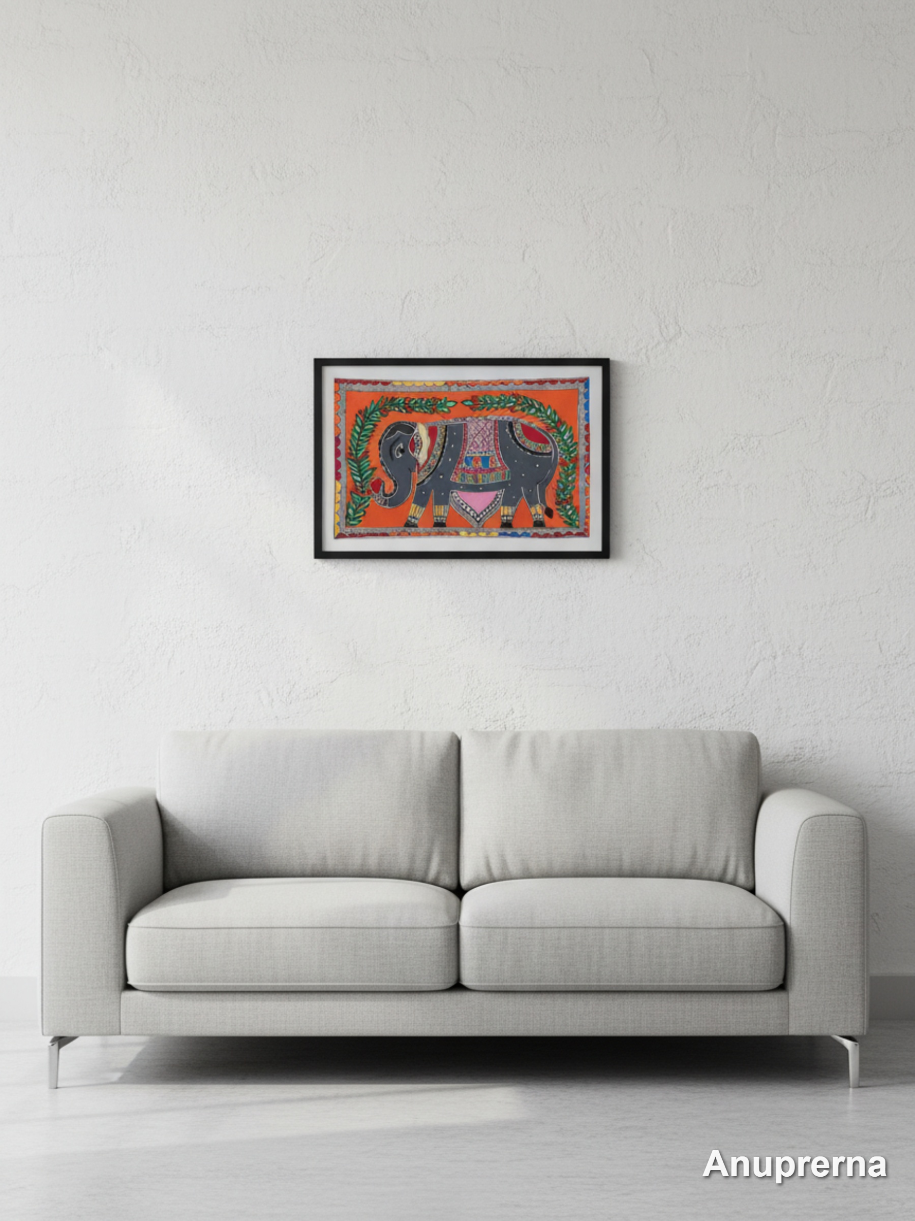 Colorful Decorated Elephant Madhubani Wall Art Decor