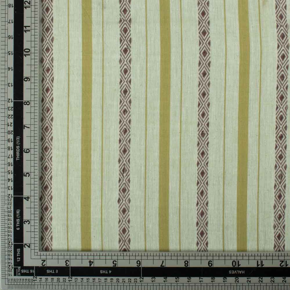 Stripe Green Diamond Lattice Extra Warp 100 GSM Pure Cotton Jacquard Fabric