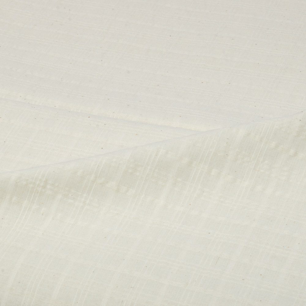 Check White Pure Cotton 90 GSM Fabric - Bleached White & Dyeable