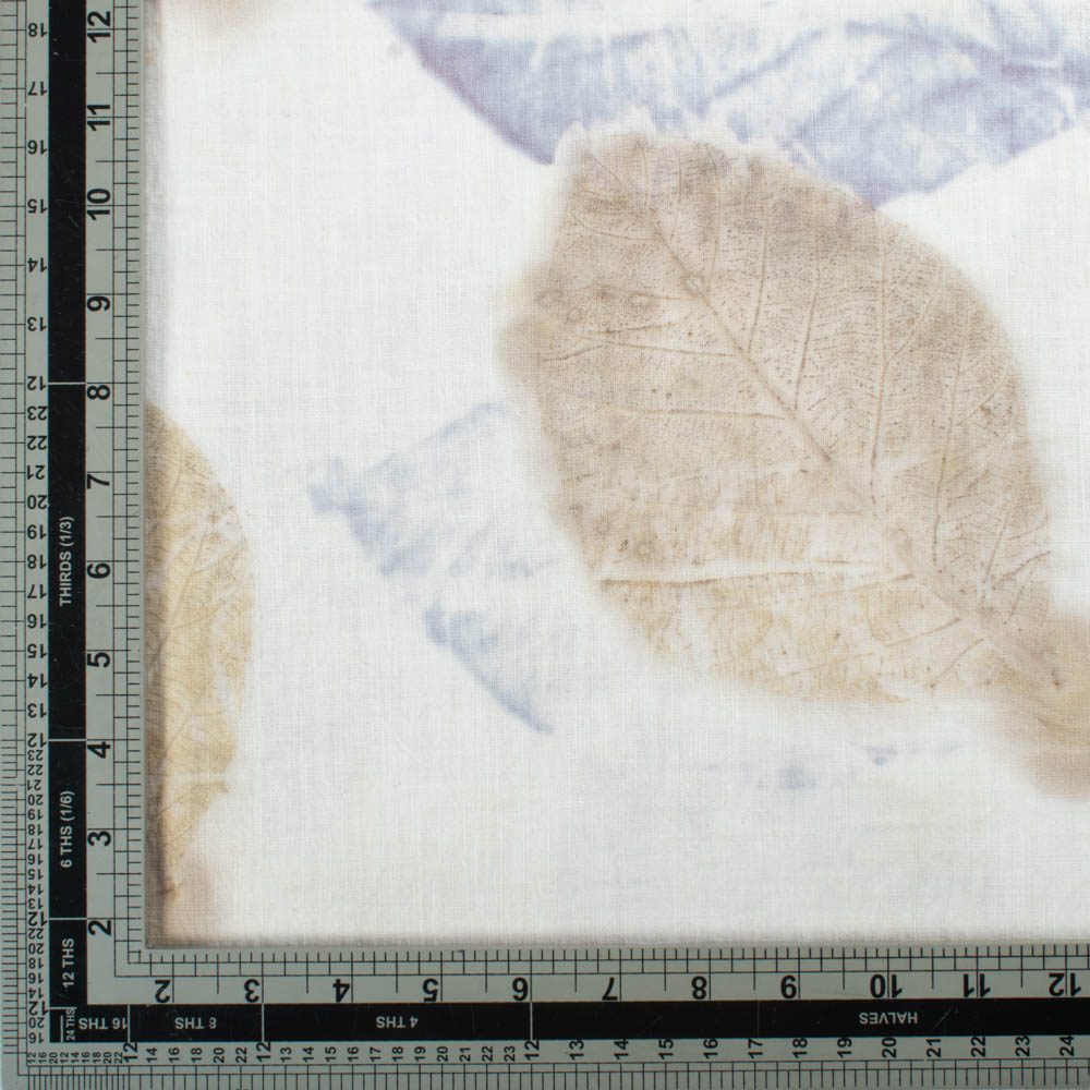 Teak Leaf Eco Print Naturally Dyed Pure Khadi Fabric 142 GSM