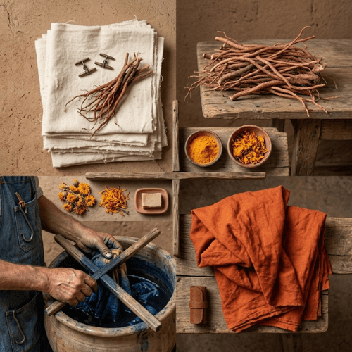 Natural vegetable dyes used for naturally dyed fabrics