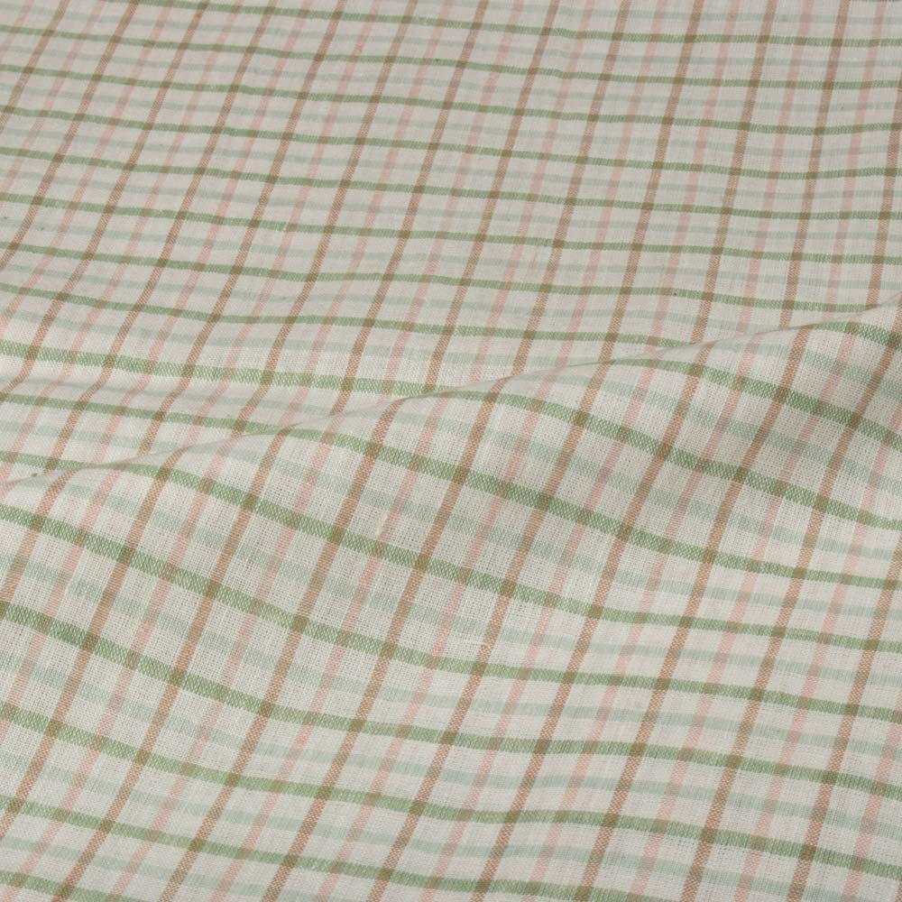 Check Multicolor Linen Cotton 130 GSM Handwoven Fabric 19