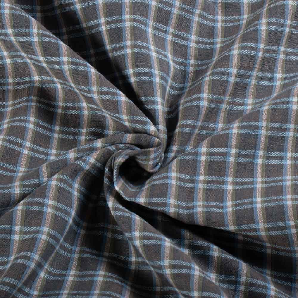 Check Grey and White Pure Cotton 105 GSM Handwoven Fabric