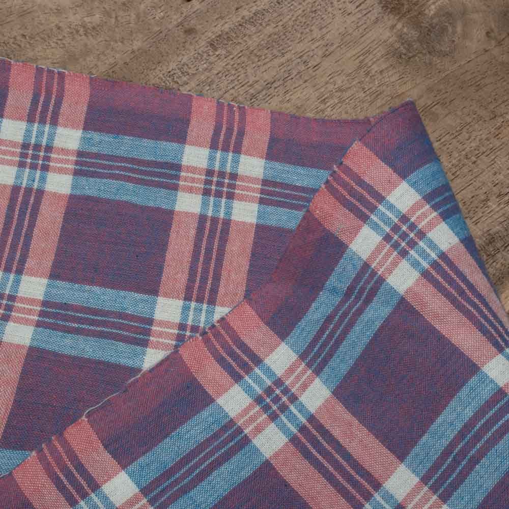 Check Multicolor Pure Cotton 90 GSM Handwoven Fabric 697