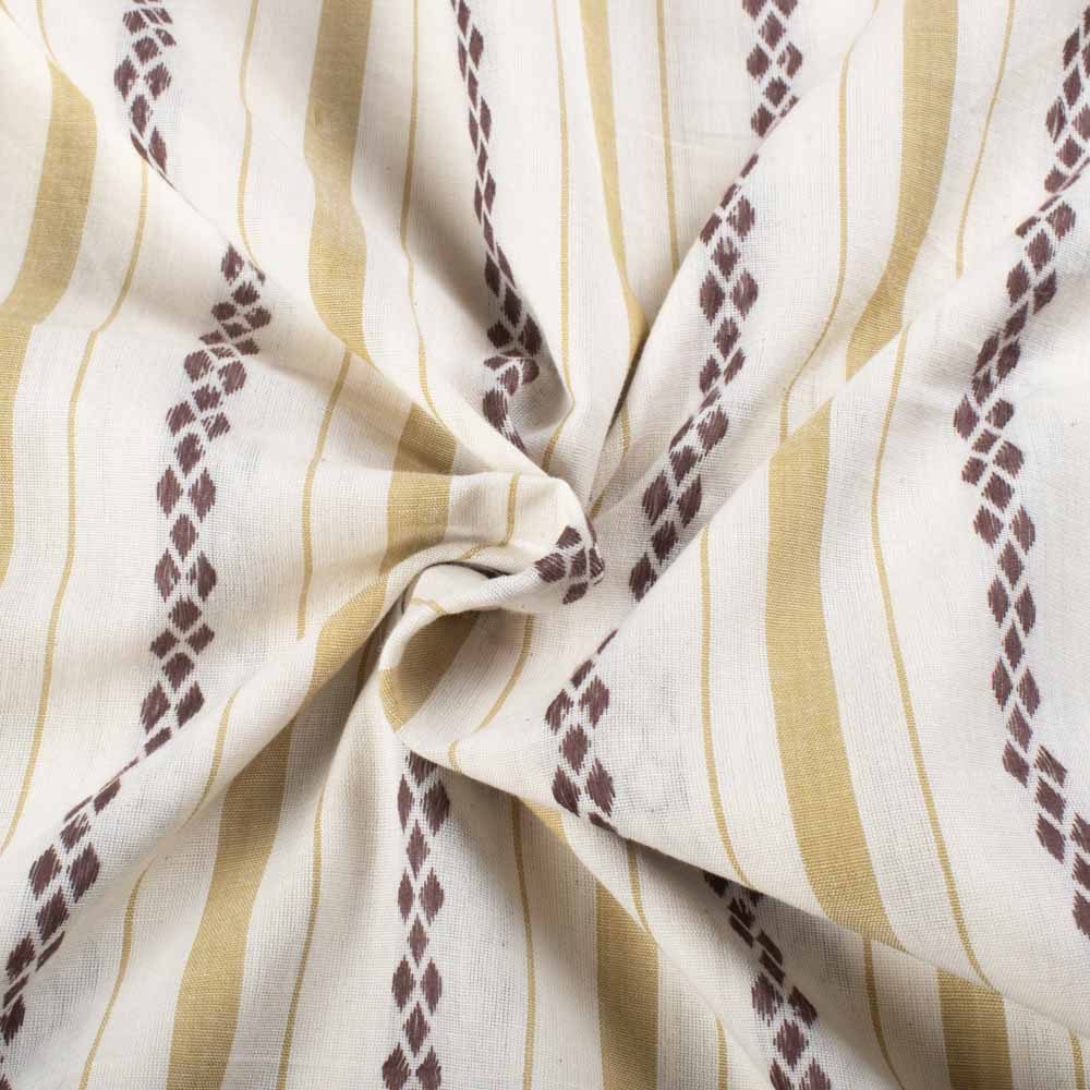 Stripe Cream Rhombus Extra Warp 100 GSM Pure Cotton Jacquard Fabric