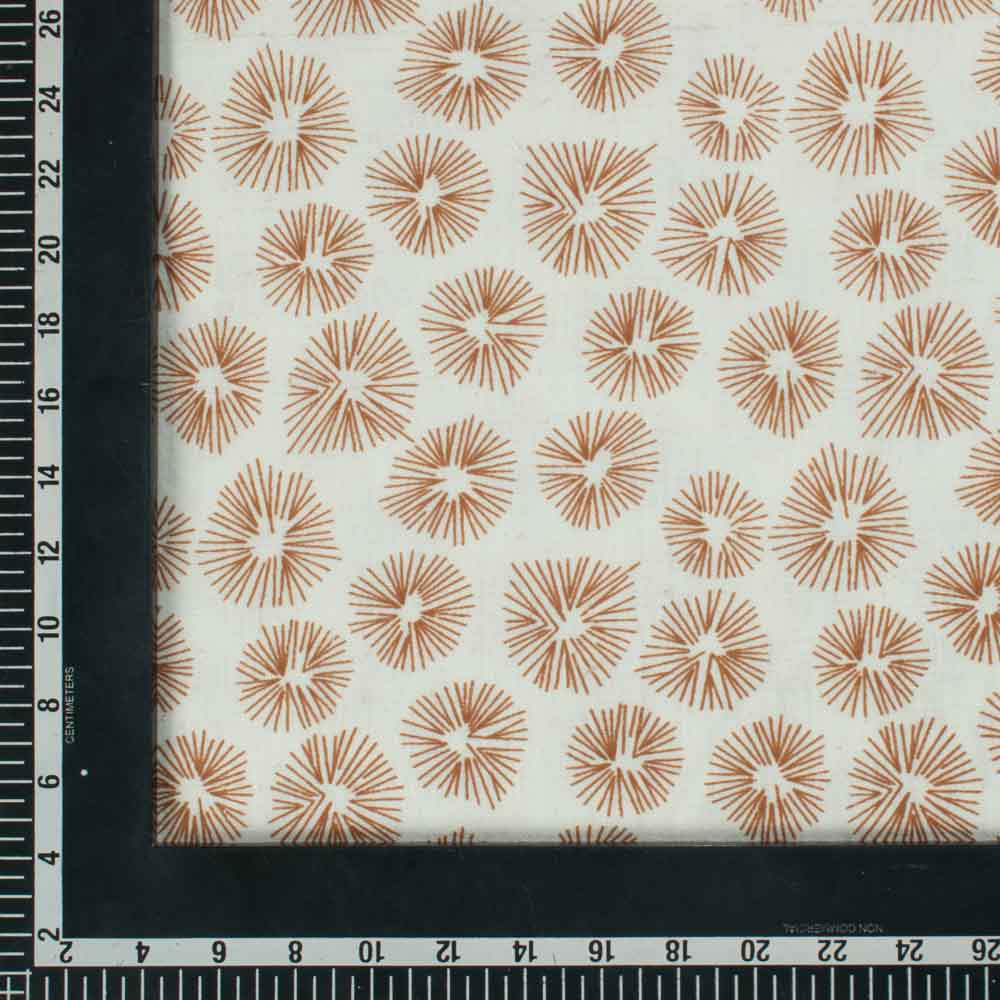 Abstract Brown Screenprinted Pure Khadi 90 GSM Handwoven Fabric