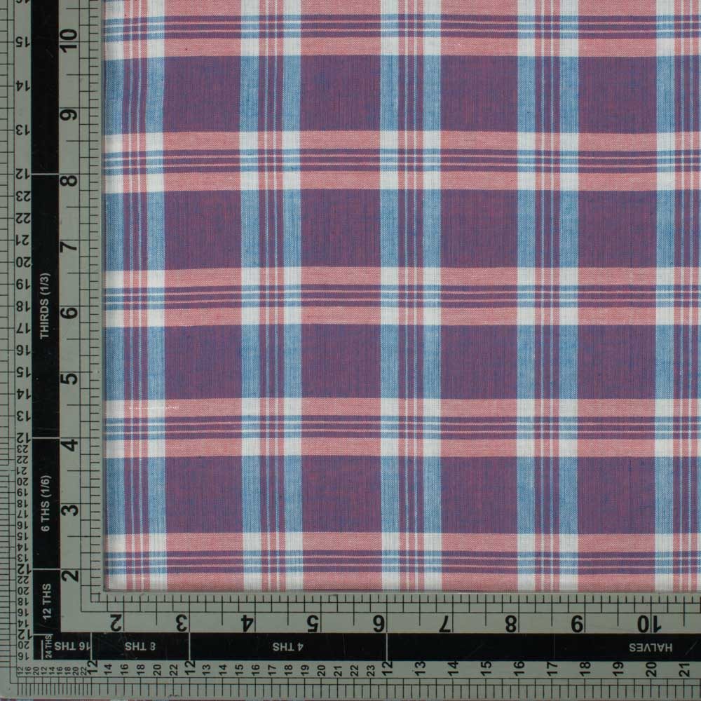 Check Multicolor Pure Cotton 90 GSM Handwoven Fabric 697