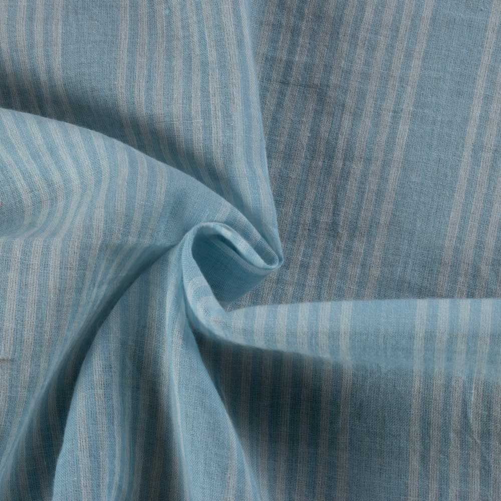 Stripe Blue Natural Indigo Dyed 62 GSM Handwoven Fabric