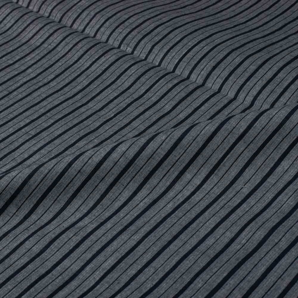 Stripe Grey and Black Pure Cotton 60 GSM Handwoven Fabric