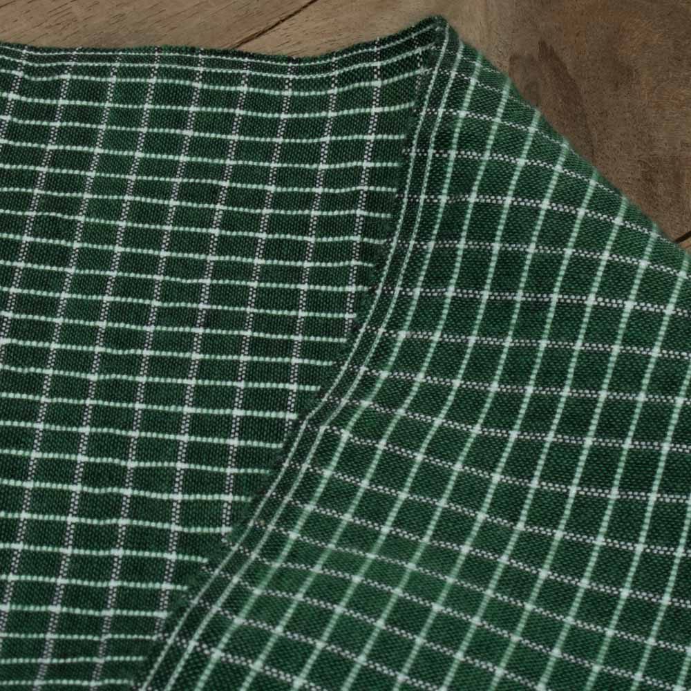 Check Green White Pure Cotton 105 GSM Handwoven Fabric 653