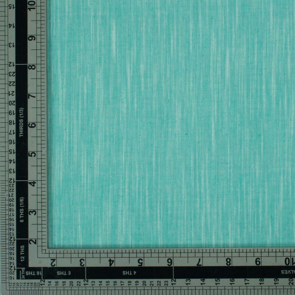 Cross Color White Teal Pure Cotton 100 GSM Handwoven Fabric
