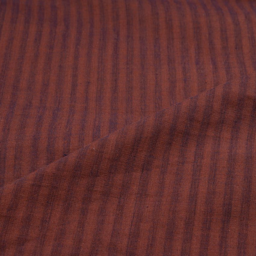 STRIPE BROWN PURE COTTON 88 GSM HANDWOVEN FABRIC