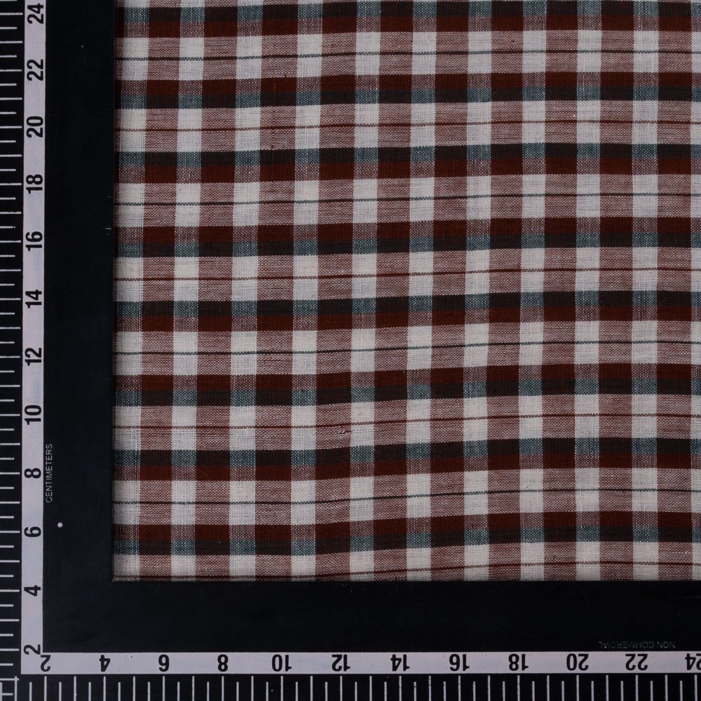 CHECK BROWN PURE COTTON 98 GSM HANDWOVEN FABRIC 230