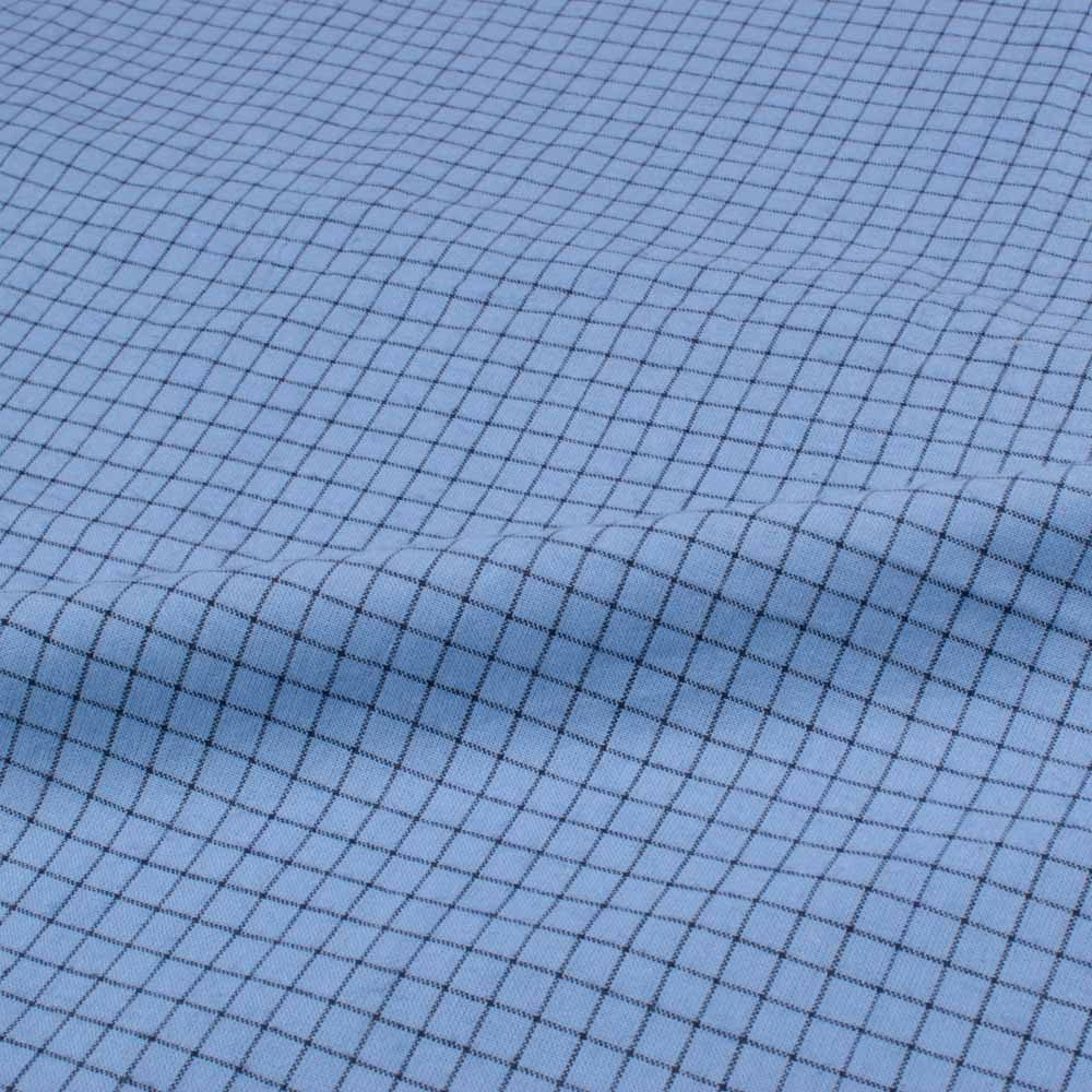 Check Blue Black Pure Cotton 120 GSM Handwoven Fabric 619