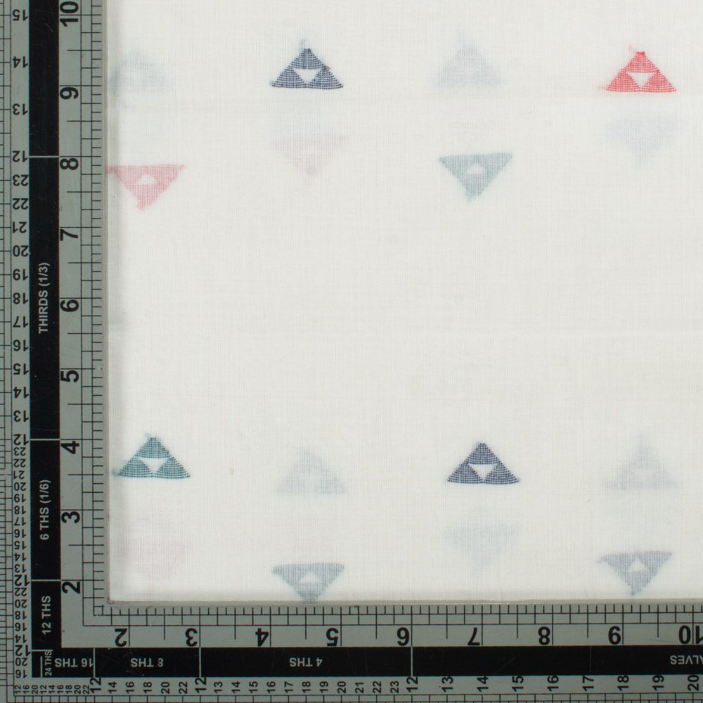 Triangle White Base Jamdani Pure Cotton 55 GSM Handwoven Fabric 61
