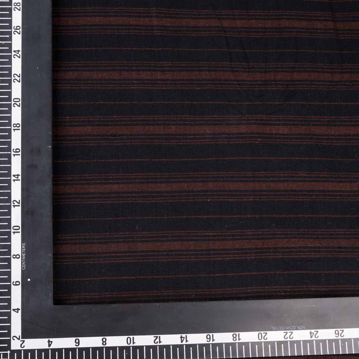 STRIPE BLACK BROWN KHADI COTTON 146 GSM FABRIC