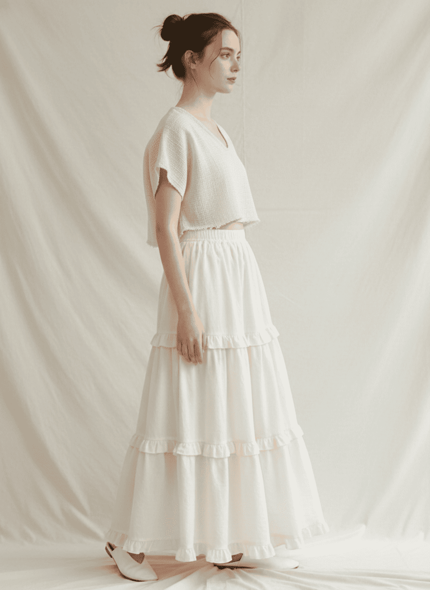 Tiered Gathered Long Skirt