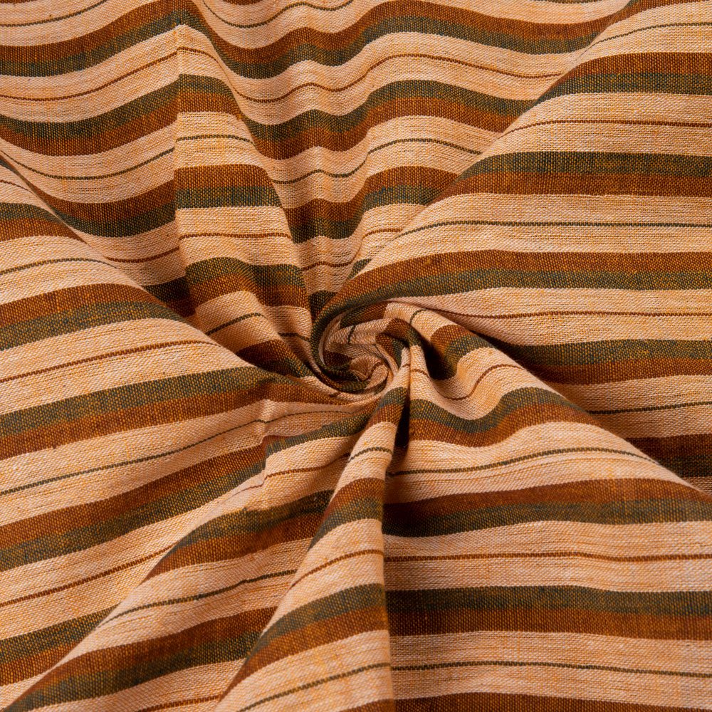 Stripe Brown Pure Cotton 96 GSM Handwoven Fabric