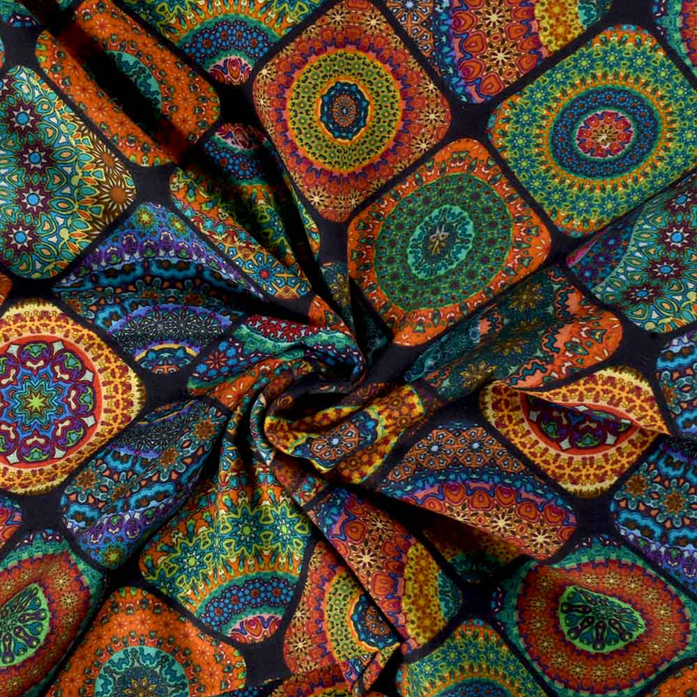 Abstract Black Digital Printed Khadi Cotton 120 GSM Handwoven Fabric