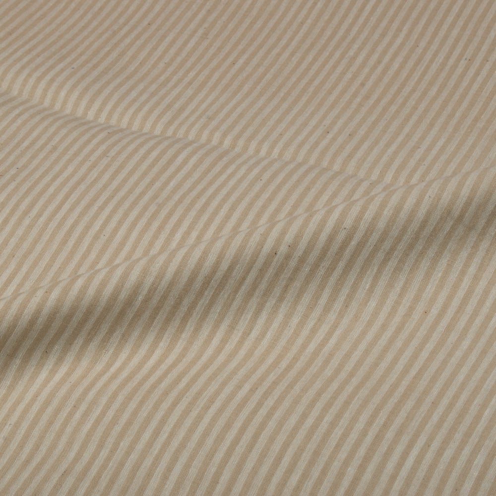 Stripe Yellow White Pure Cotton 70 GSM Handwoven Fabric