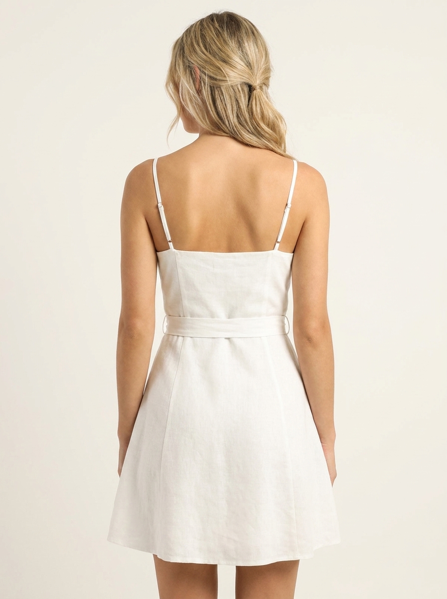 Front Corset Ties Spaghetti Strapped Dress